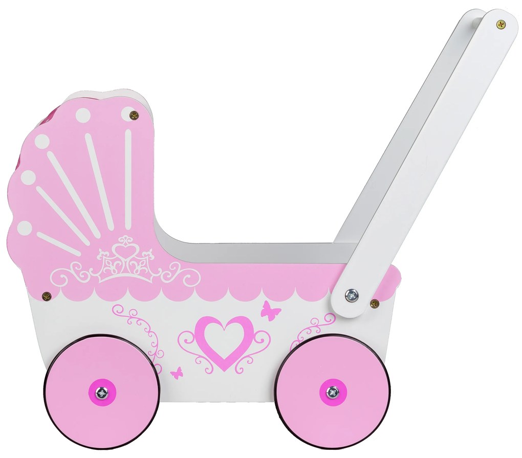 Drevený kočík pre bábiky Ecotoys Pink