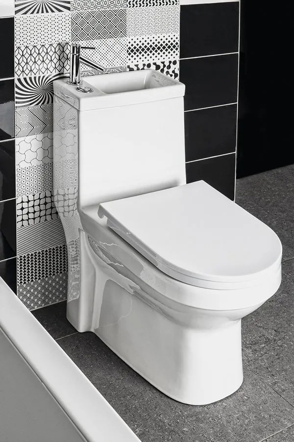 Aqualine Aqualine, HYGIE WC kombi s umývadielkom, zadný/spodný odpad, biela, PB104W