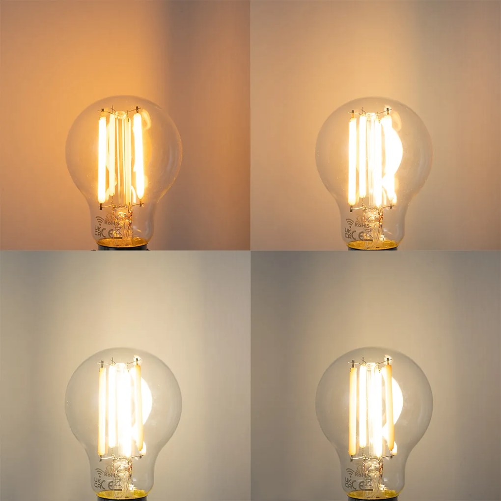 Sada 5 inteligentných stmievateľných LED žiaroviek E27 v Kelvinoch A60 číra 7W 806 lm 1800-3000K