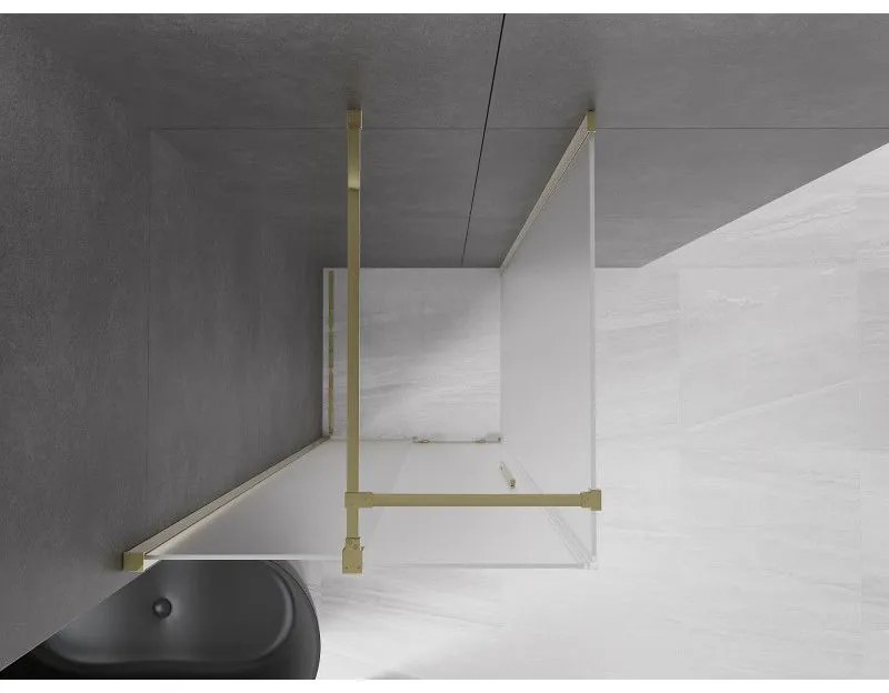 Mexen Velar, sprchový kút s posuvnými dverami 110 x 110 cm, 8mm sklo námraza, zlatá lesklá, 871-110-110-31-50