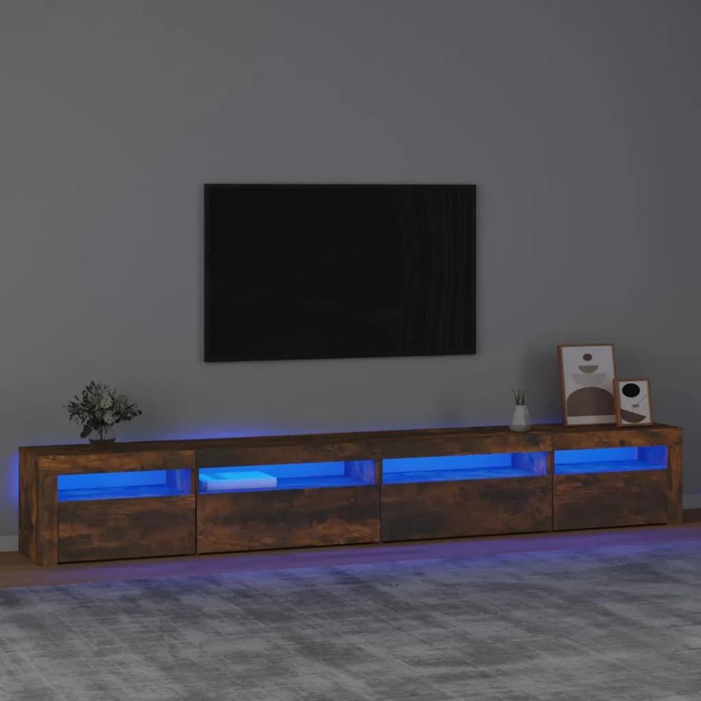 TV skrinka s LED svetlami dymový dub 270x35x40 cm