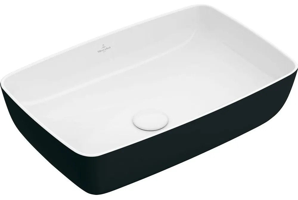VILLEROY & BOCH Artis obdĺžnikové umývadlo na dosku bez otvoru, bez prepadu, 580 x 380 mm, Coal Black, 417258BCT8