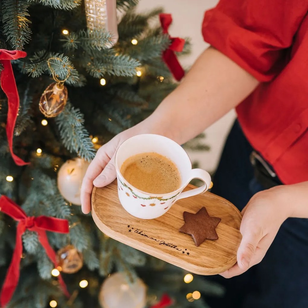 Bella Rose Drevená servírovacia tácka Čekám na Ježíška CZ – menšia