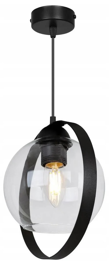 Závesné svietidlo Haga Ring, 1x transparentné sklenené tienidlo (výber z 3 farieb uchytenia)