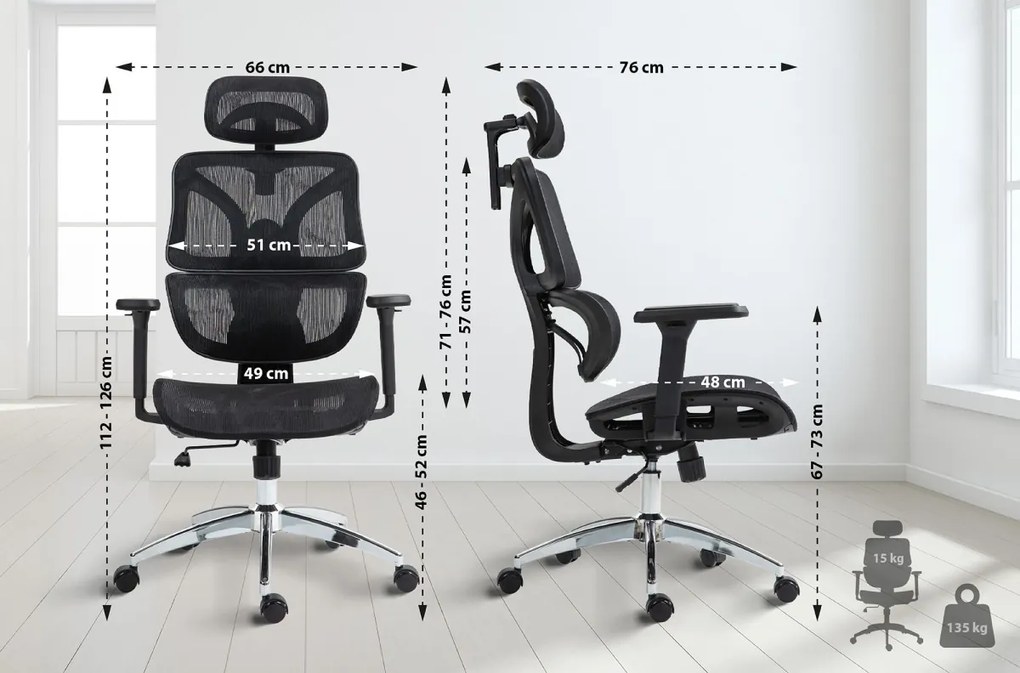 Design-Shop Kancelárska stolička Deshler - Čierna