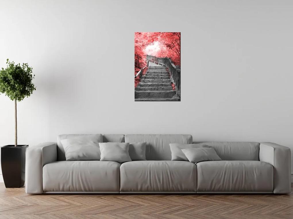 Gario Obraz na plátne Schody v červenom lese Rozmery: 40 x 60 cm