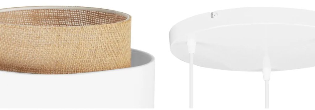 Závesné svietidlo Boho, 3x jutové/biele textilné tienidlo, o