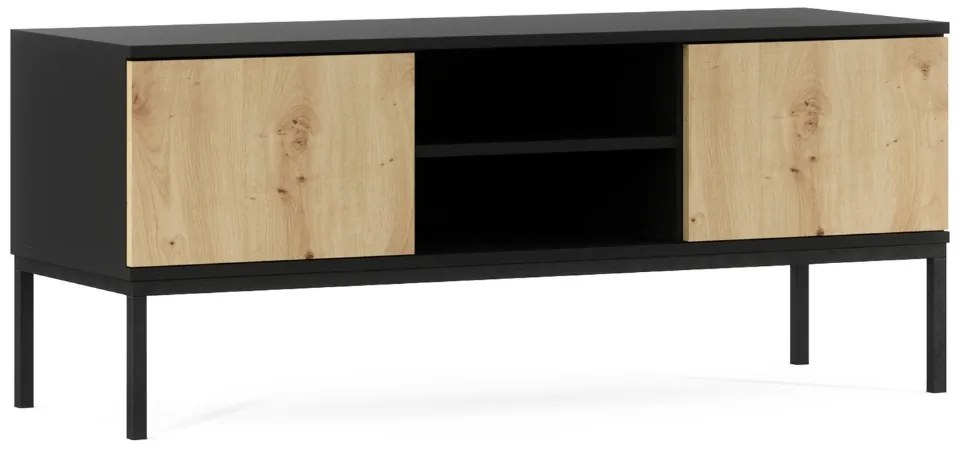 TV stolík LANZZI 120x40 cm, čierna/dub artisan