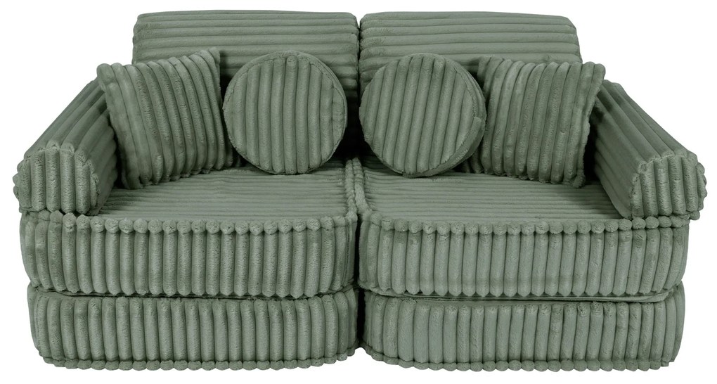 MeowBaby® Churros detská pohovka Plus, Olive Sage Green