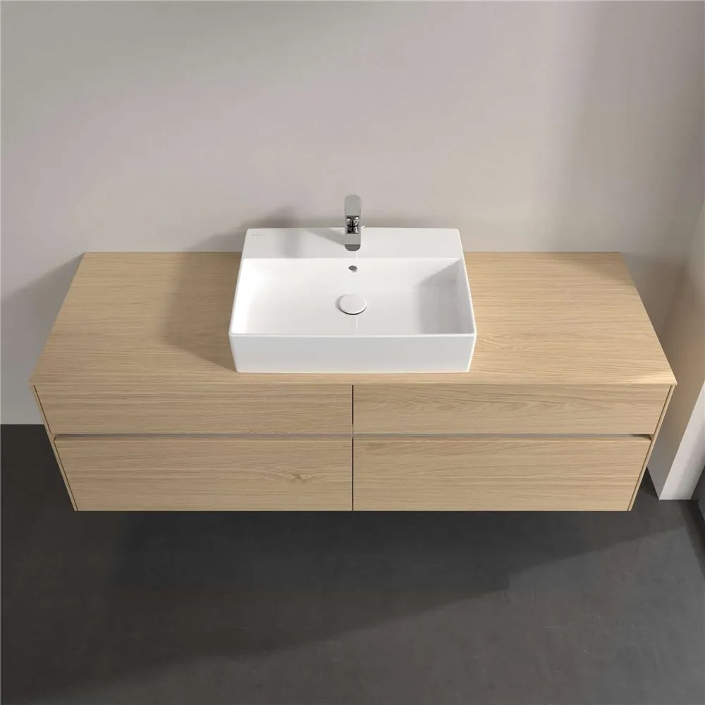 VILLEROY &amp; BOCH Collaro závesná skrinka pod umývadlo na dosku (umývadlo v strede), 4 zásuvky, s LED osvetlením, 1600 x 500 x 548 mm, Nordic Oak, C134B0VJ