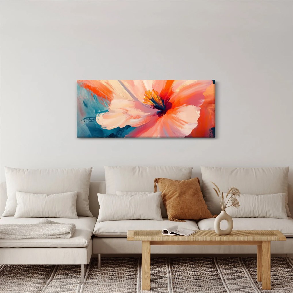 Obraz - Maľovaný kvet (120x50 cm)