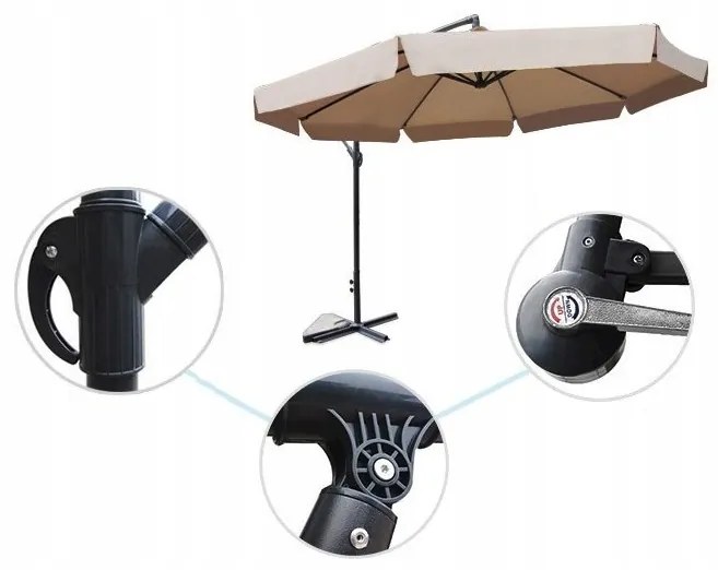 DomTextilu Veľký záhradný slnečník so stojanom CAPPUCINO 350 cm 64874