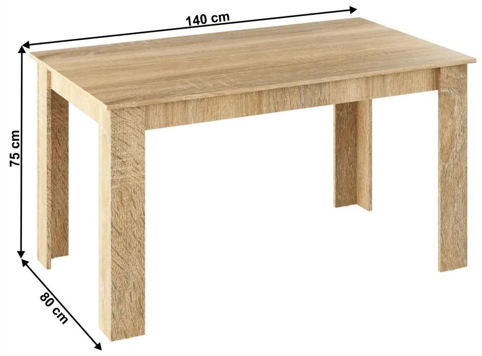 Tempo Kondela Jedálenský stôl, dub sonoma, 140x80 cm, GENERAL NEW