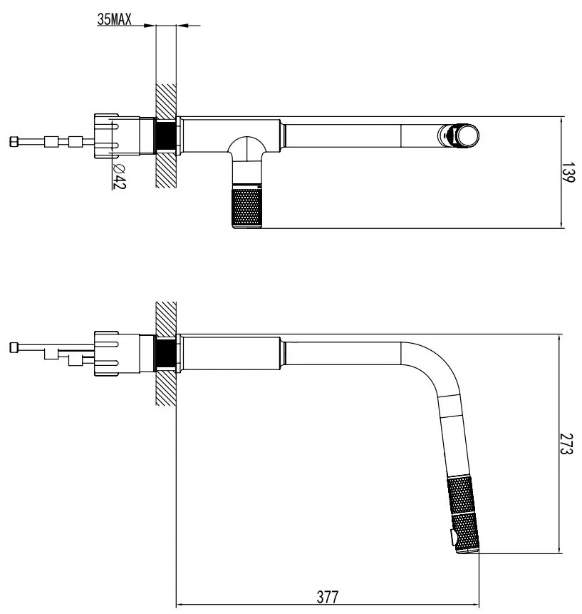 F-Design Ardesia, stojanková drezová batéria, čierna matná-ružové zlato, FD1-ARD-8-25