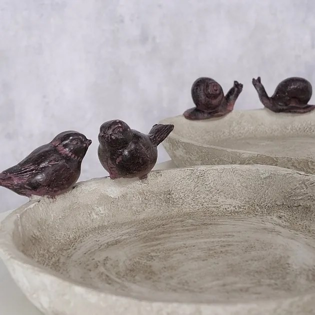 Napájadlo pre vtáky Snails, 6x21 cm, polyresín, béžová