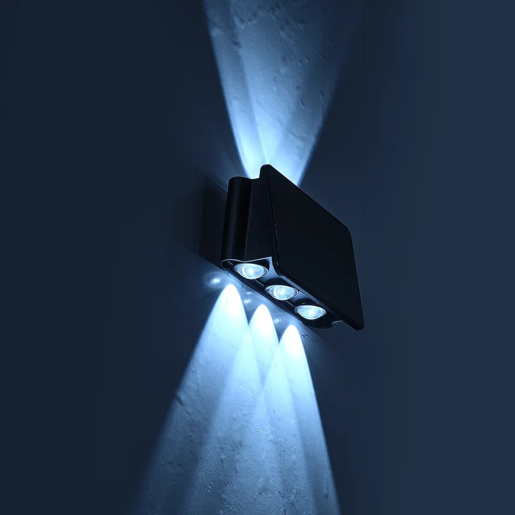 Exteriérové solárne nástenné LED svietidlo Alf2, 1x LED 2w, čierna