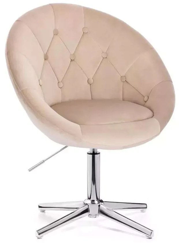 LuxuryForm DESIGN Kreslo VERA VELUR na striebornom kríži - latte