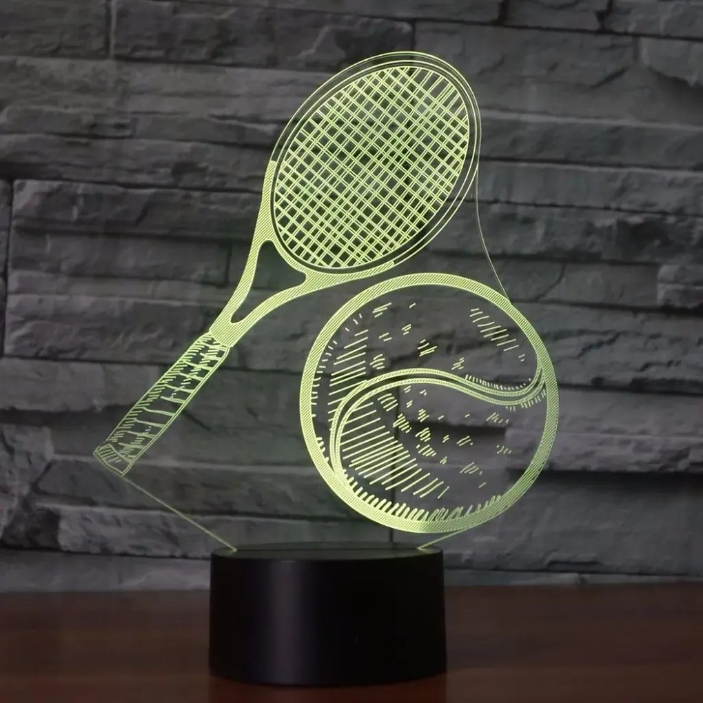 3Dmix 3DL-WD007 - 3D LED nočná lampa - Tenisová raketa a lopta (Wood)