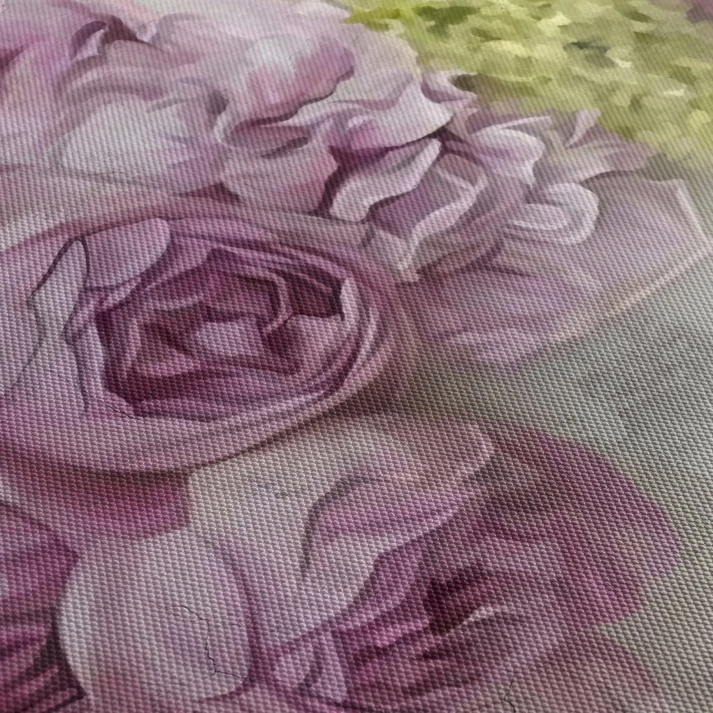 Obraz - Kvety na stene v pastelových farbách (s hodinami) (90x30 cm)