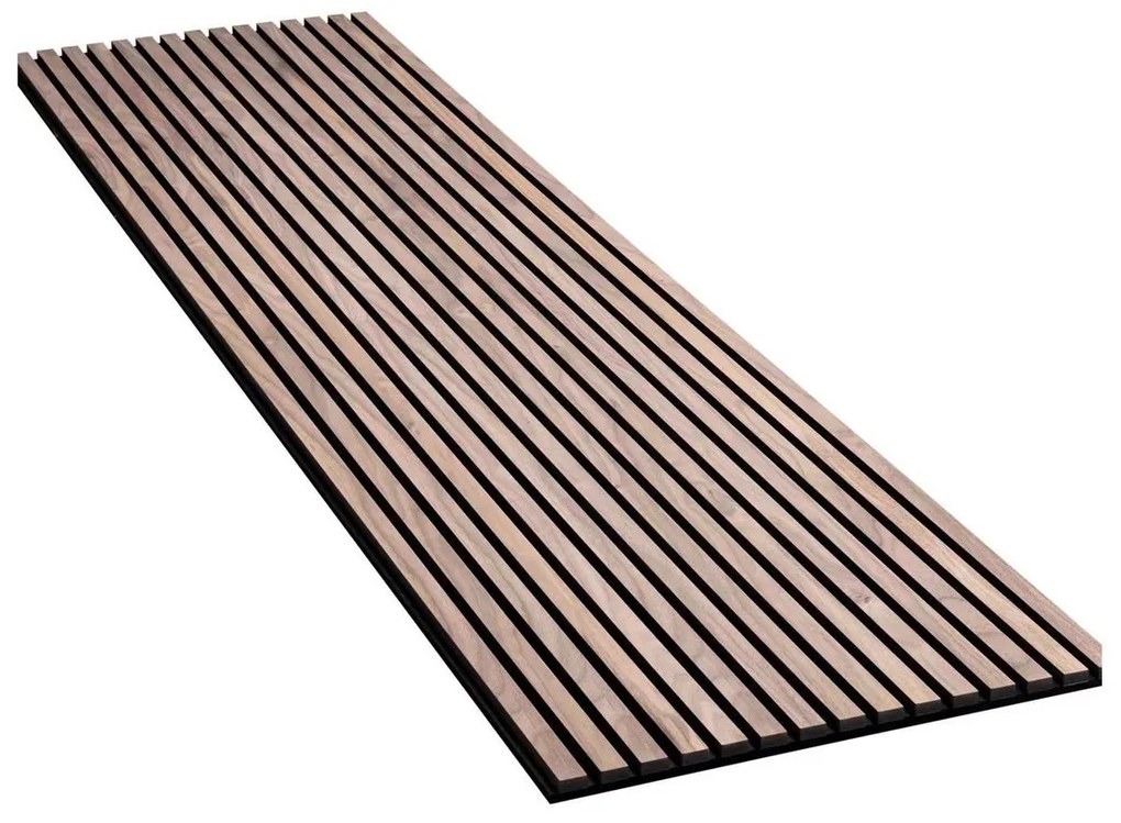 Akustický obkladový panel, MDF, 2440 × 605 × 22 mm, vlašský orech