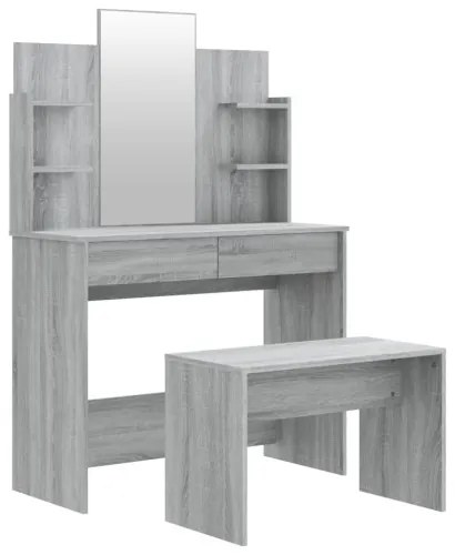 vidaXL Sada toaletného stolíka sivý dub sonoma 96x40x142 cm-