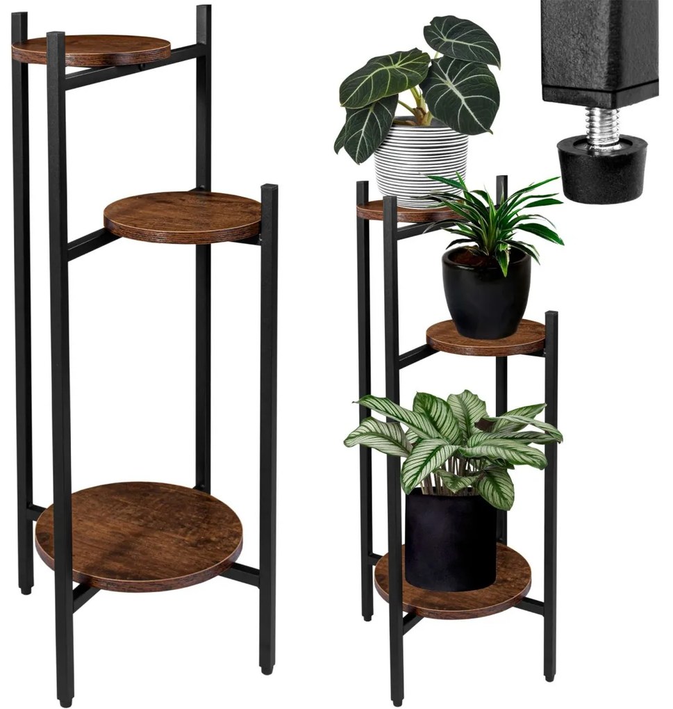 Stojan na kvety Tretorri rustikálny hnedý/čierny