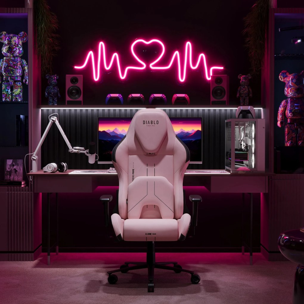 Herné kreslo Normal Size, čierno-ružovej farbe: Diablo X-One Prime Akira Pink