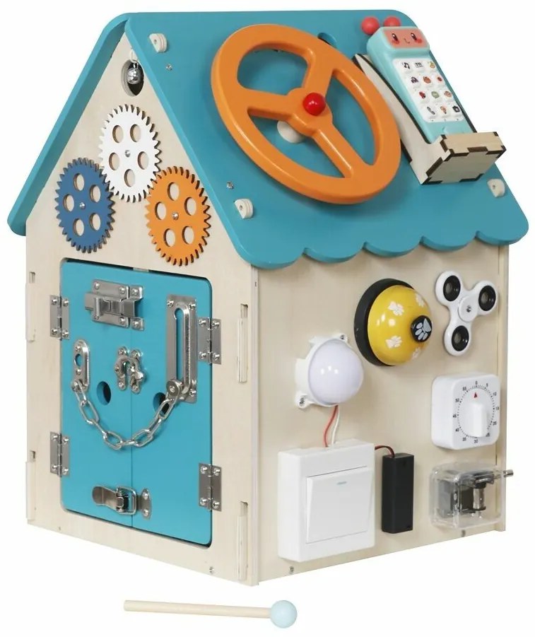2Kids Toys Activity board Domček, tyrkysová