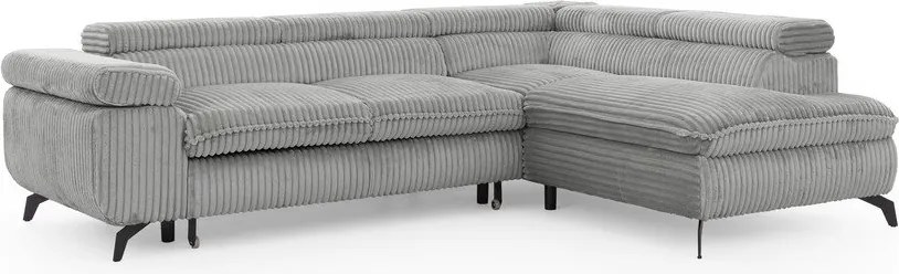 Svetlosivá menčestrová rohová pohovka (pravý roh/do L) Marbeya – Ropez