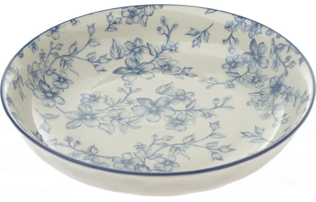 Súprava 6 hlbokých tanierov Nežné kvety 20 cm, modrá