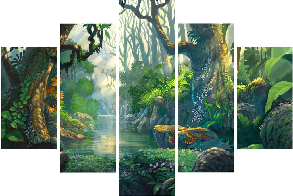 Obraz - Ilustrácia tropického lesa (150x105 cm)