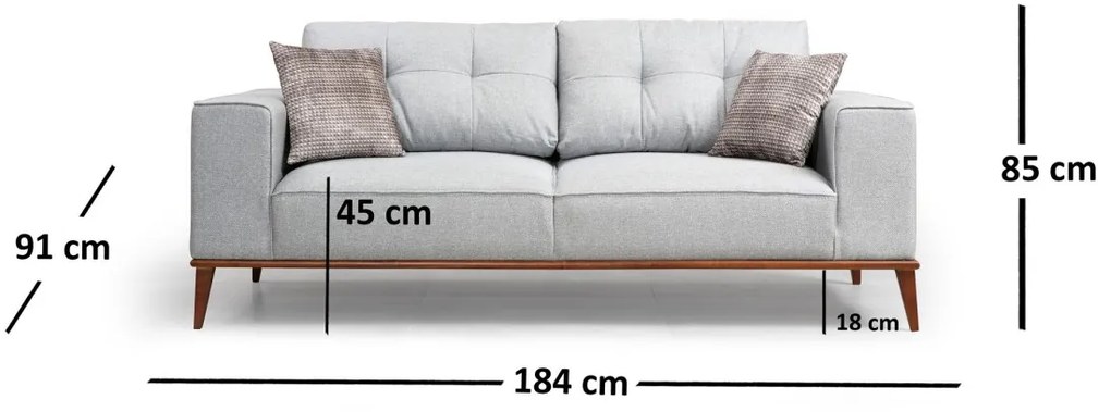 Dvojmiestna pohovka Montana 184 cm šedá