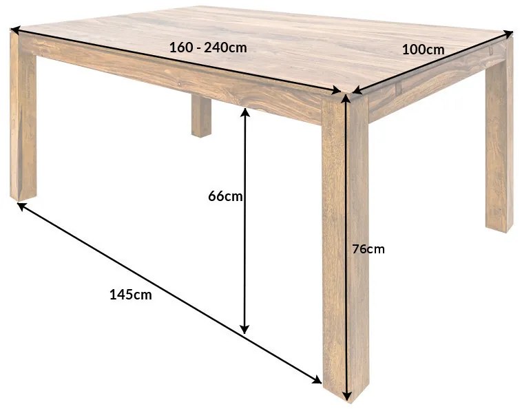 Jedálenský stôl z masívu rozkladací Las Palmas 160-240cm