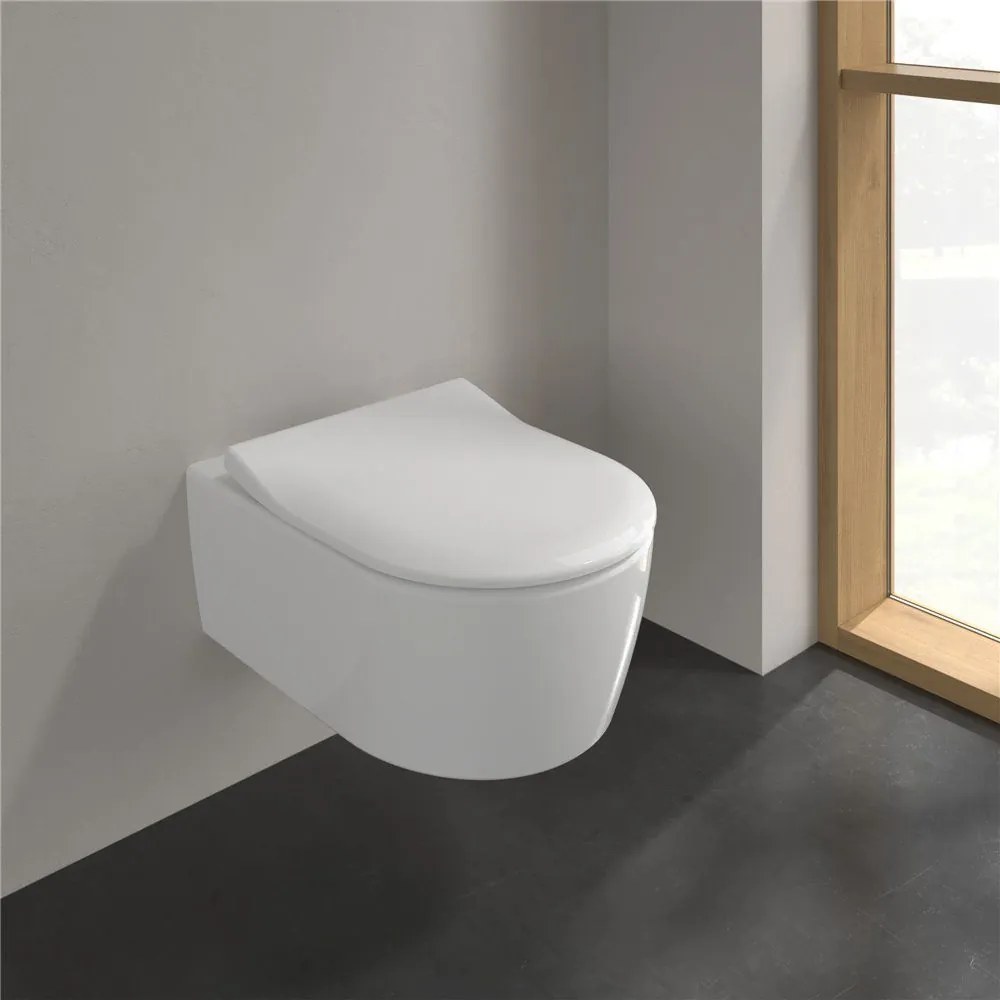 VILLEROY &amp; BOCH Avento WC sedátko s poklopom SlimSeat, s funkciou QuickRelease a Softclosing, biela alpská, 9M87S101