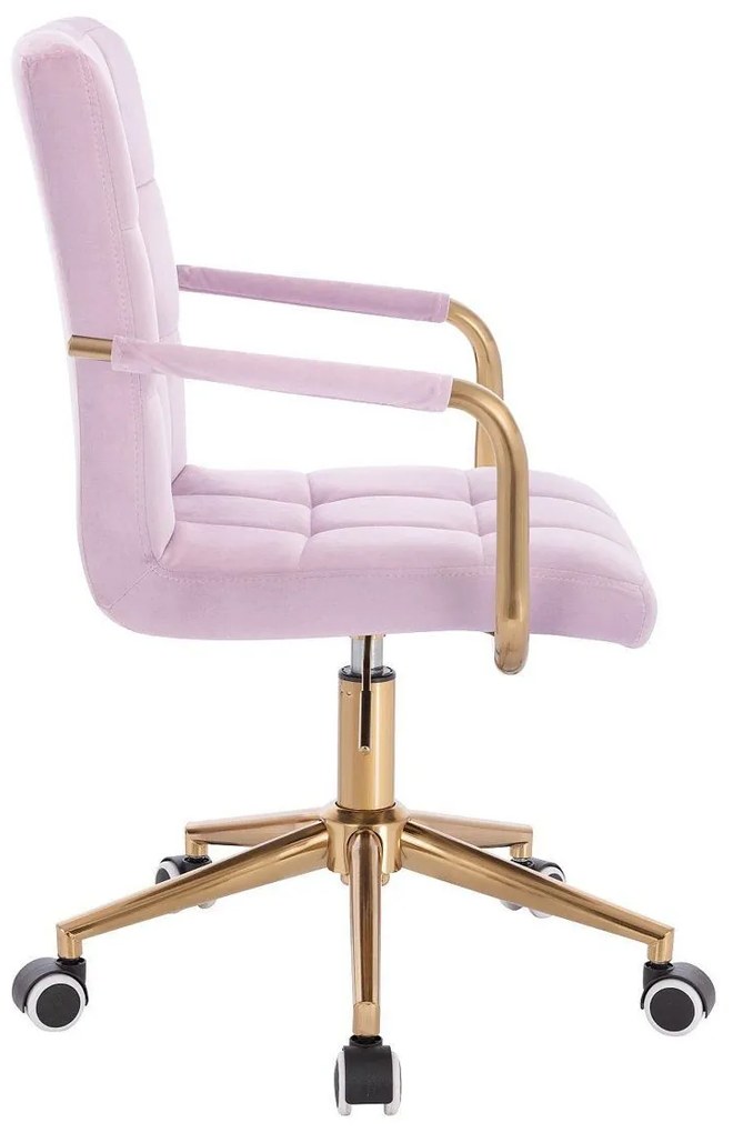 LuxuryForm DESIGN Stolička VERONA GOLD VELUR na zlatej základni s kolieskami - levanduľa