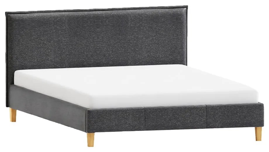 Tmavosivá čalúnená dvojlôžková posteľ s roštom 160x200 cm Tina – Ropez