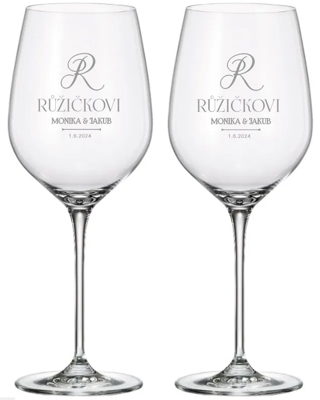 Dekorant Svadobné poháre na biele víno NOVOMANŽELIA SIMPLE 480 ml 2KS