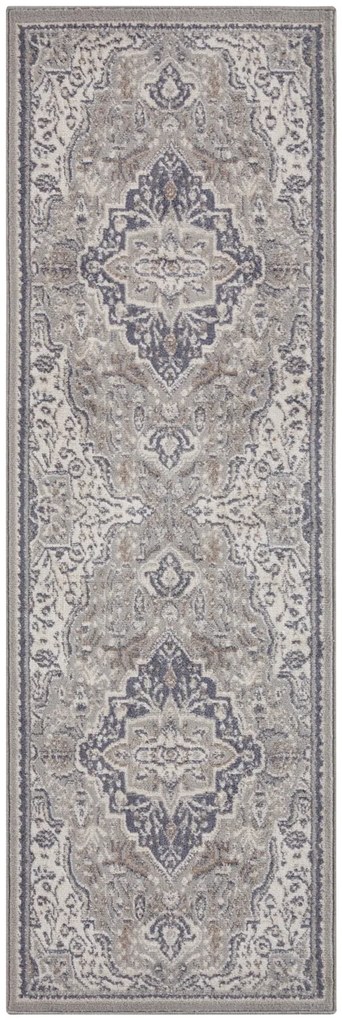 Hanse Home, Koberec behúň Terrain 105604 Orken Grey Cream, 80x200, šedá, obývacia izba