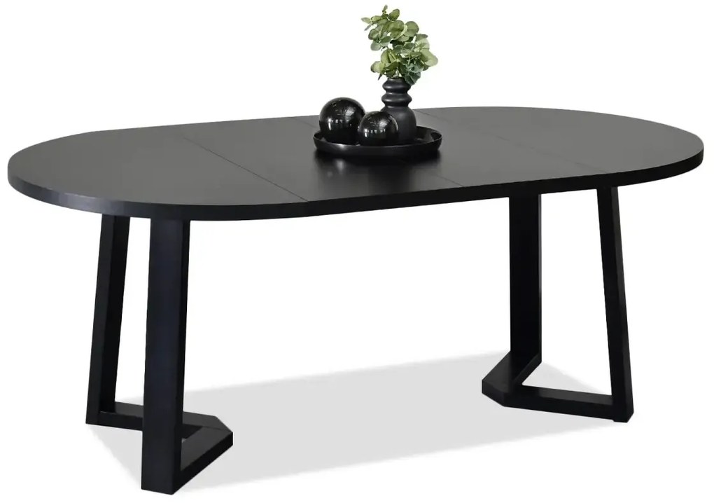 Rozkladací jedálenský stôl EWAN čierny + čierne nohy