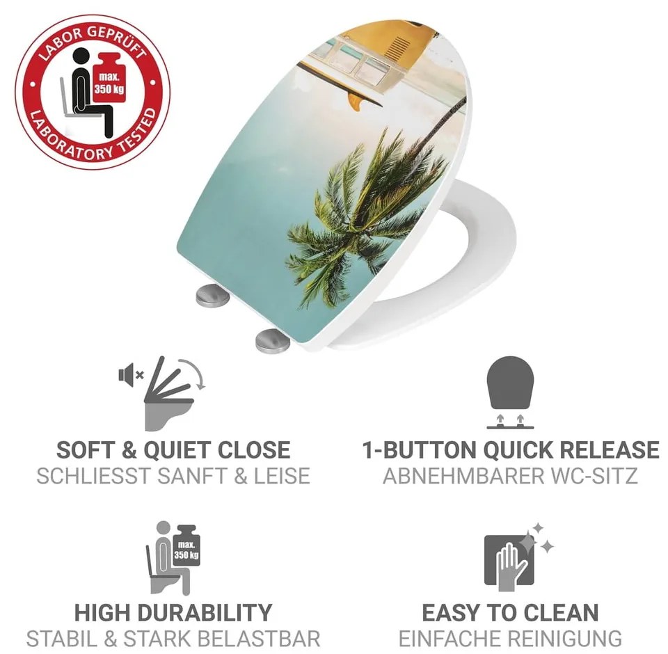 Záchodová doska s automatickým zatváraním 36,5 x 45 cm Corbara – Wenko