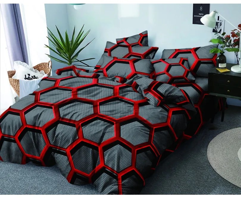 Mikroplyšové posteľné obliečky s geometrickými vzormi Rozmer: 200x220 + 2x 70x80 + plachta