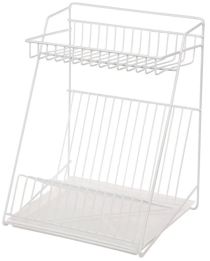 ALTOM Dvojposchodový odkvapkávač, stojan na riad, až na 14 tanierov, biely