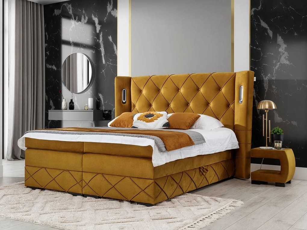 Kontinentálna posteľ Banjul Lux, Rozmer postele: 200x200, Dostupné poťahy: Kameleon 04