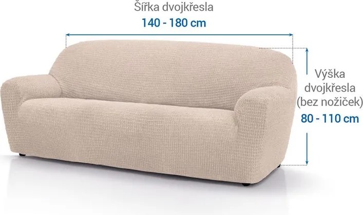 Super strečové poťahy RUBINIA smotanová dvojkreslo (š. 140 - 180 cm)