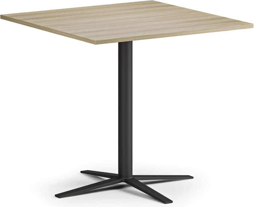 Konferenčný stolík AURA, 60x60 cm, čierna podnož, dub prírodný