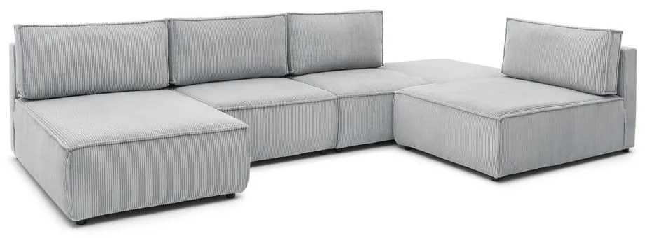 Svetlosivá menčestrová rohová pohovka (variabilná) Nihad modular – Bobochic Paris