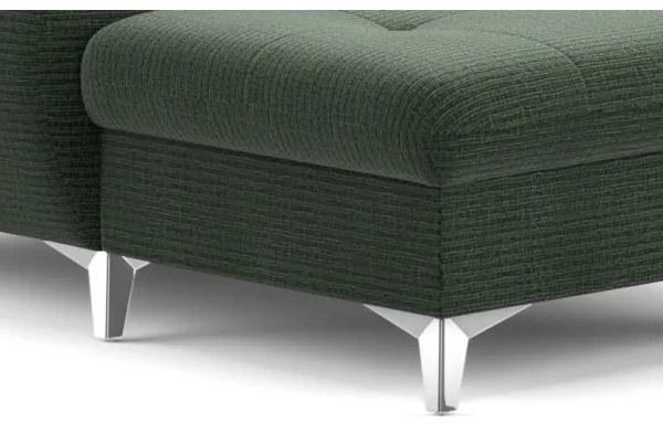 Rozkladacia rohová sedačka do U CATANIA pravá zelená s úložným priestorom