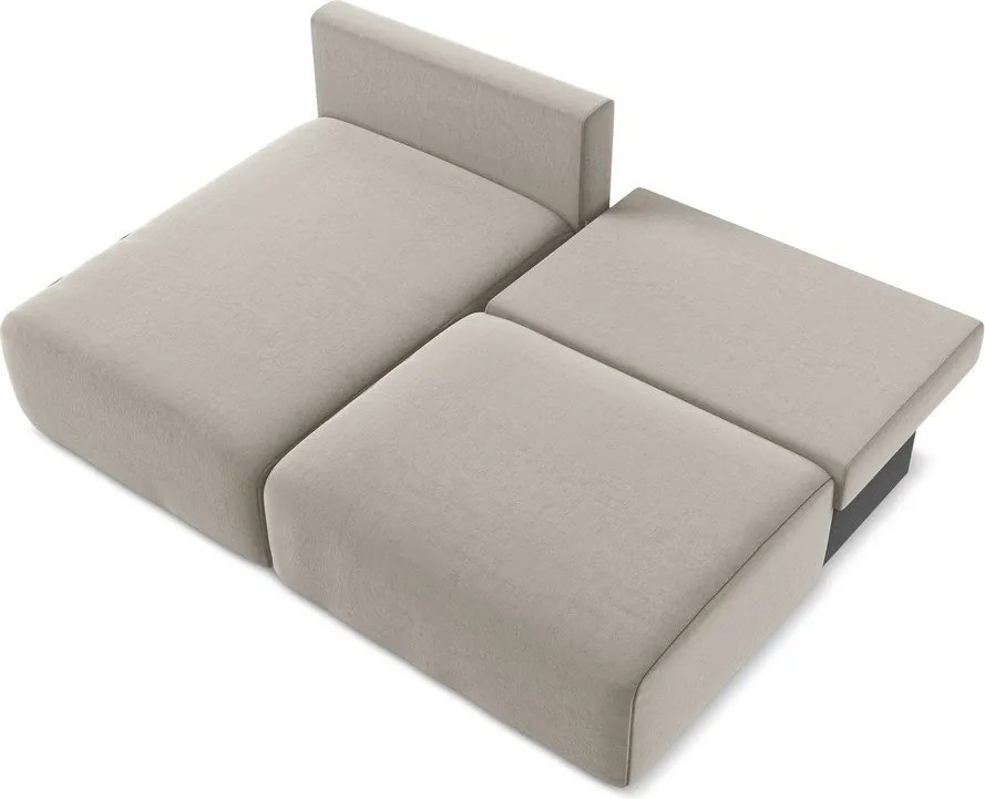 Taupe zamatová rozkladacia/s úložným priestorom rohová pohovka (ľavý roh/s leňoškou) Kalena – Makamii