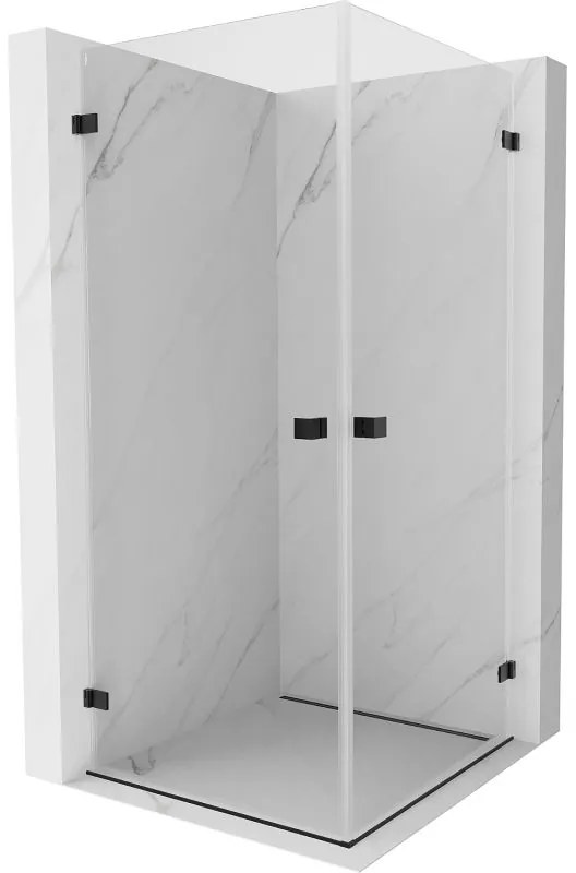 Mexen Lunar-B Duo výklopný sprchový kút 90 x 90 cm, číre sklo, čierna matná, 832-090L-090P-70-00