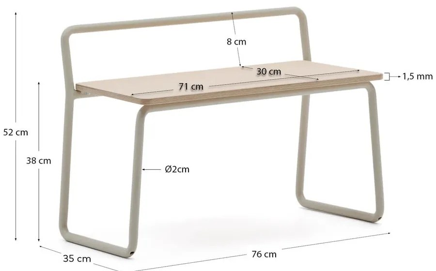 Béžová/v prírodnej farbe lavica Tinn – Kave Home